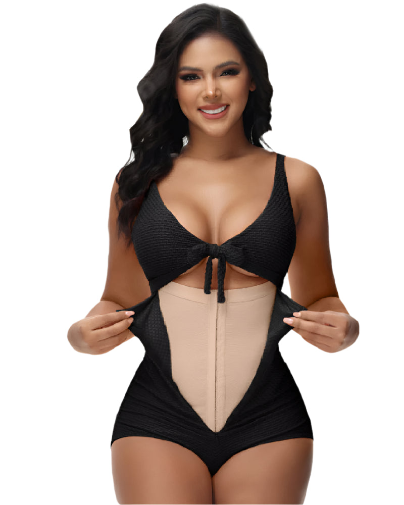Stylish One Piece Tummy Control Swimsuit for Women with Cutout Front and Removable Cups - Flattering Swimwear-1