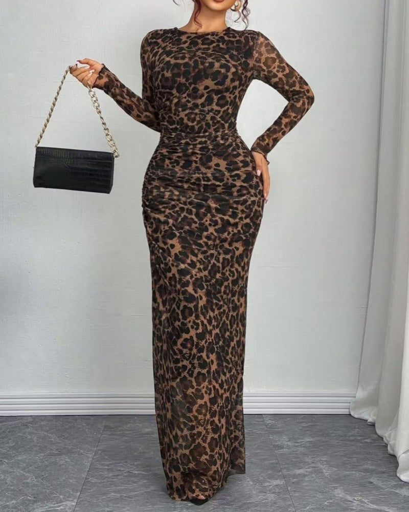 Variant image for Chic Gradient Long Sleeve Bodycon Dress in High Elastic Mesh – Comfortable Fit for Effortless Elegance-28