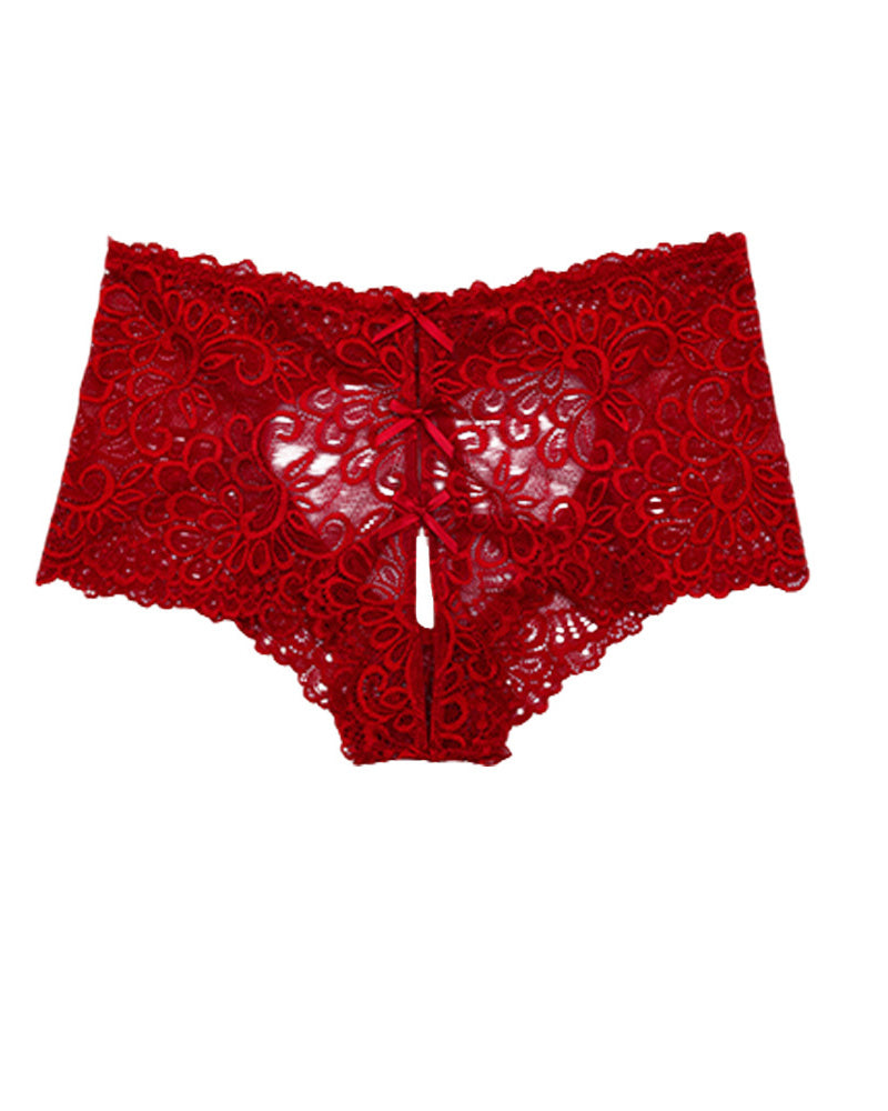 Mid-Rise Lace Briefs for Women with Heart Hollow Design โ Comfortable Jacquard Women's Underwear and Lingerie-6