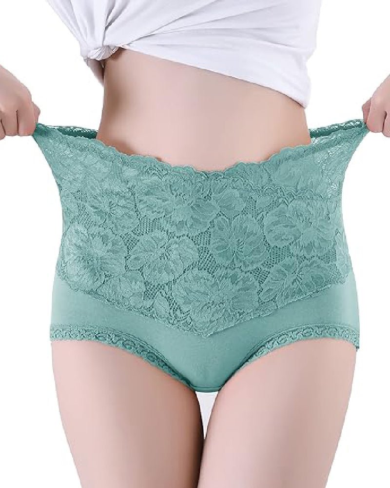 High Waist Floral Lace Briefs for Women – Tummy Control Women's Underwear for a Flattering Silhouette-4