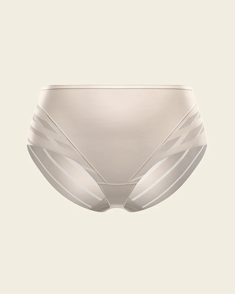 High Waisted Tummy Control Underwear for Women โ Lace Stripe Briefs for Comfort and Seamless Style-5