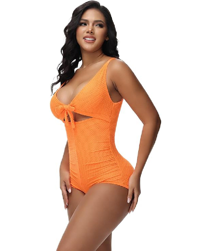 Stylish One Piece Tummy Control Swimsuit for Women with Cutout Front and Removable Cups - Flattering Swimwear-3