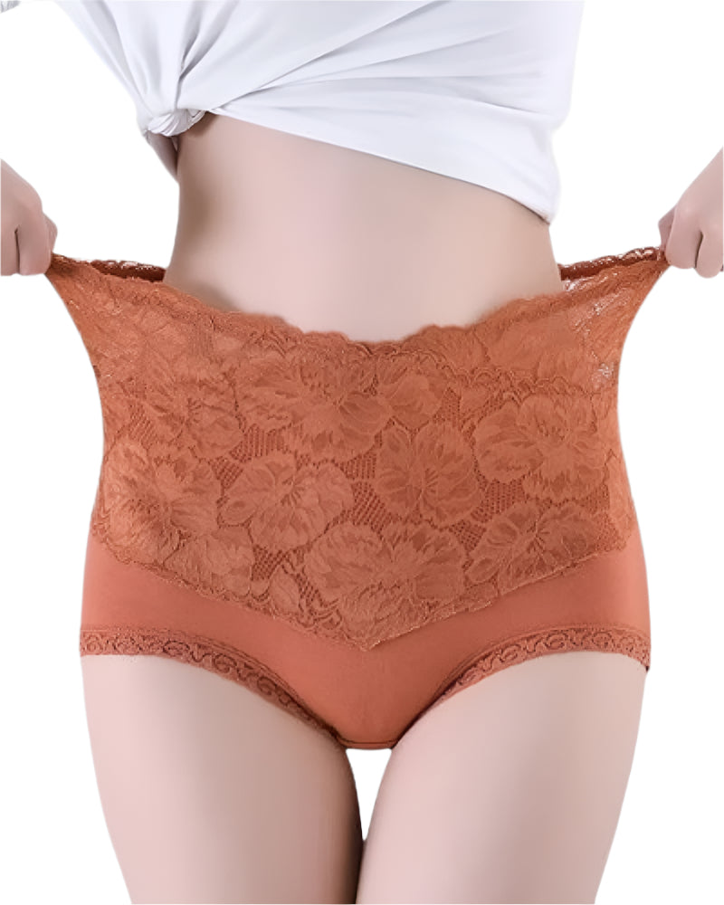 High Waist Floral Lace Briefs for Women – Tummy Control Women's Underwear for a Flattering Silhouette-2