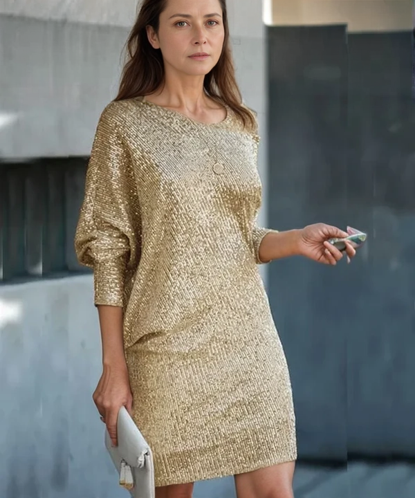 Contrast Sequin Off-Shoulder Mini Dress - Party-Ready Glam Look 2