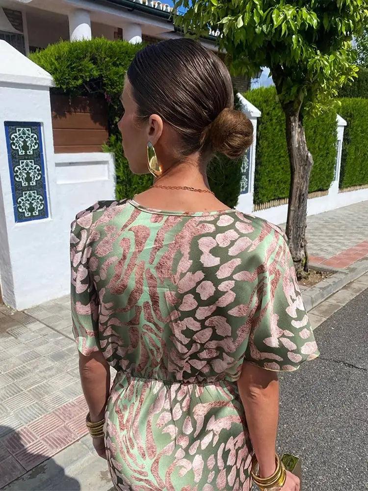 Women's Midi Dress Floral Print Size M Satin-4