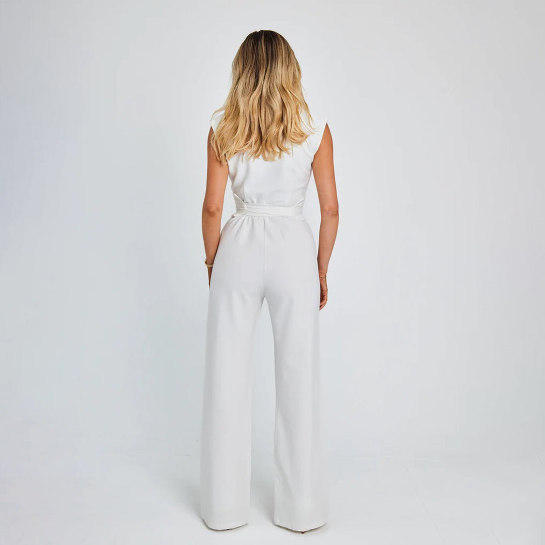 Elegant Black Women's Jumpsuit with Sleeveless High Neck and Wide-Leg Design for Formal and Casual Occasions 2