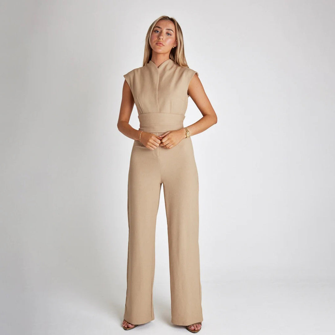 Elegant Black Women's Jumpsuit with Sleeveless High Neck and Wide-Leg Design for Formal and Casual Occasions 6