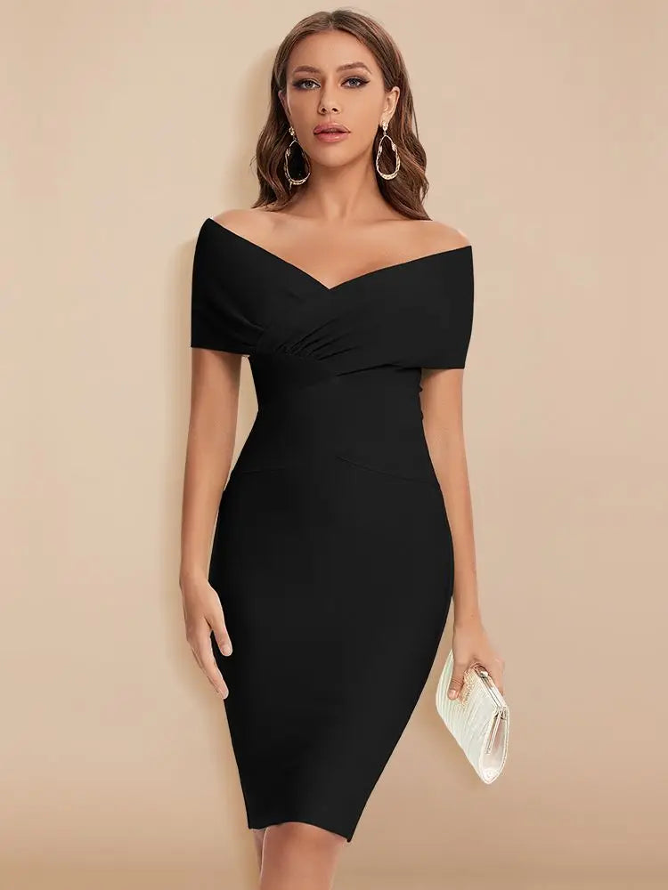 Elegant Off-Shoulder Green Bodycon Summer Dress for Women – Flattering Cocktail Party Style 12