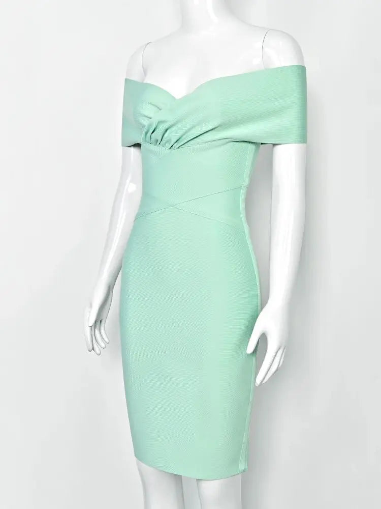 Elegant Off-Shoulder Green Bodycon Summer Dress for Women – Flattering Cocktail Party Style 4