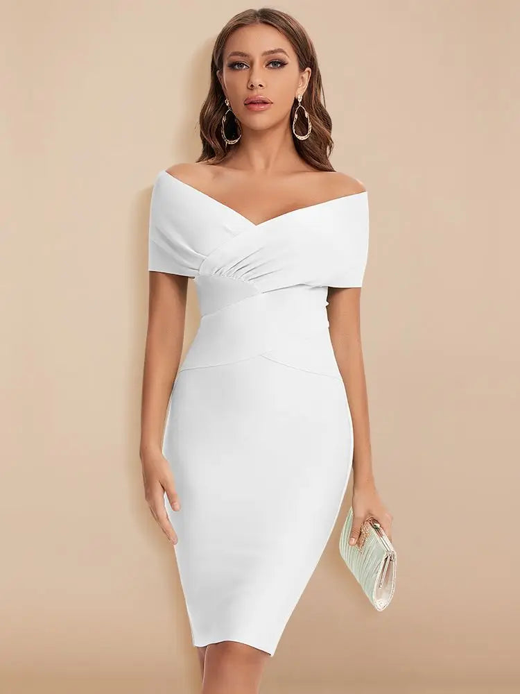 Elegant Off-Shoulder Green Bodycon Summer Dress for Women – Flattering Cocktail Party Style 8