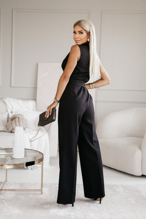 Elegant Women's Wide-Leg Jumpsuit – Long Sleeve, Flattering Fit for Formal and Casual Occasions – Black or White Options Available 4