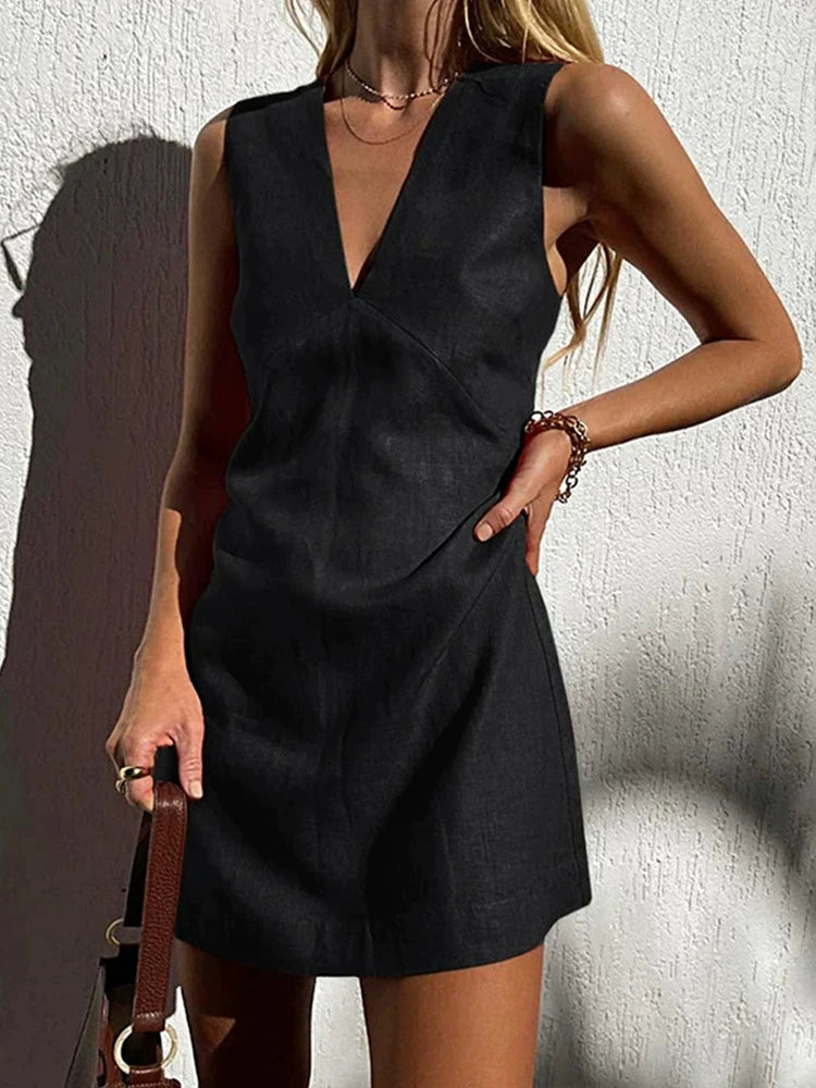 Sleeveless V-Neck Mini Dress for Women 2