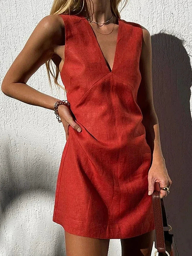 Sleeveless V-Neck Mini Dress for Women 3