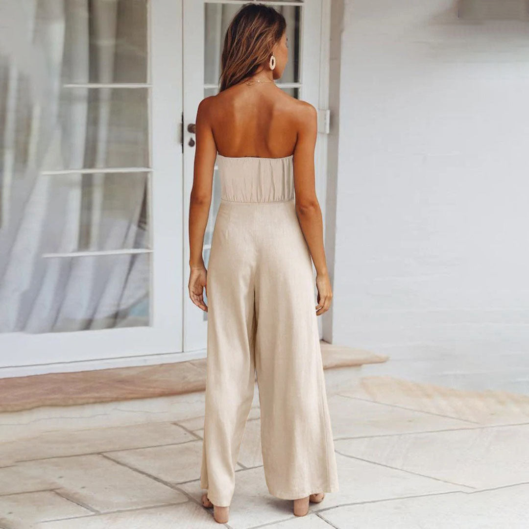 Strapless casual women's jumpsuit with elastic waist 3