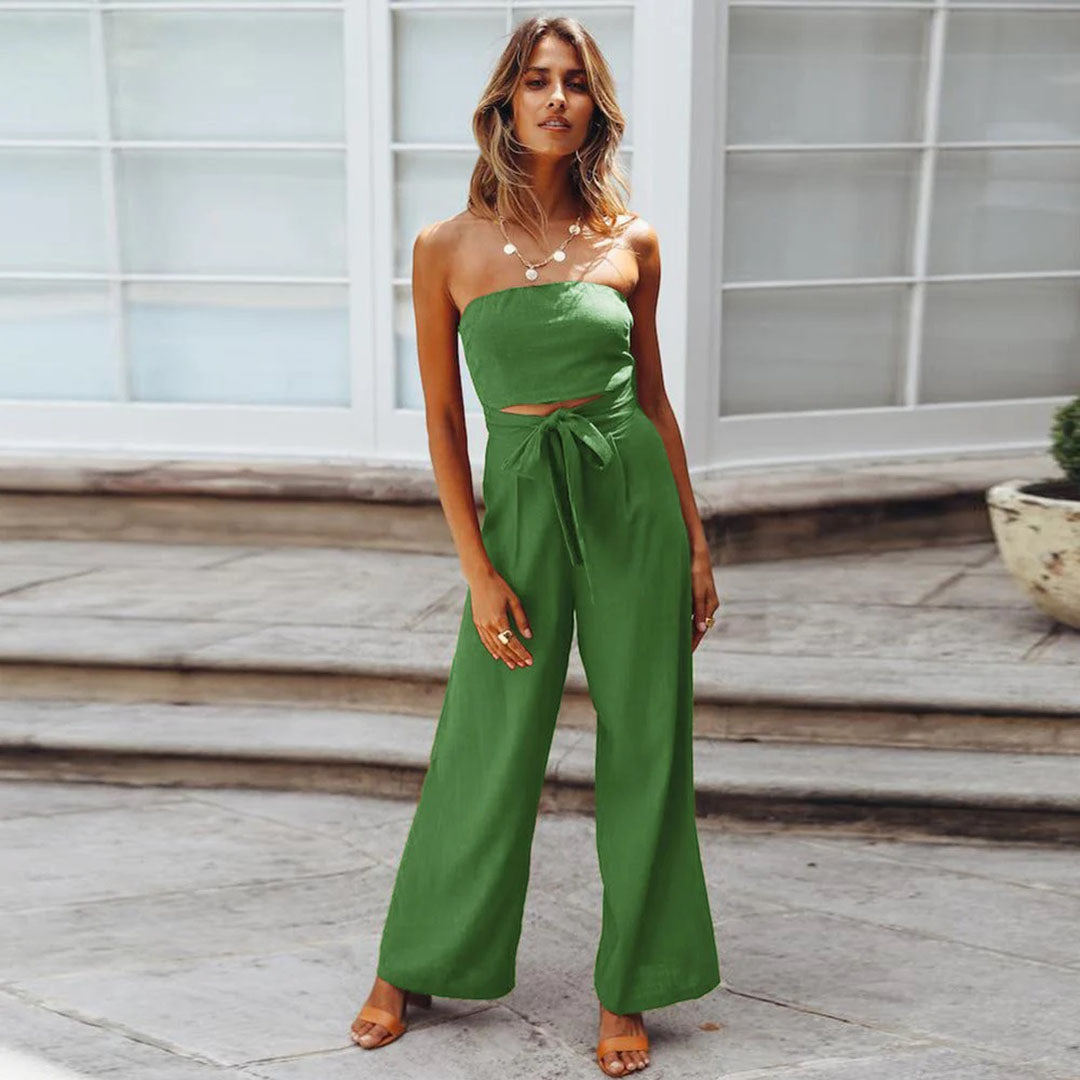 Strapless casual women's jumpsuit with elastic waist 5
