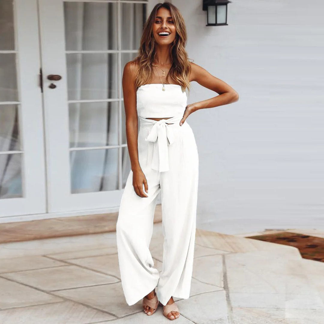 Strapless casual women's jumpsuit with elastic waist 8