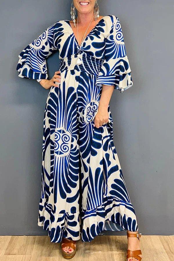 Vintage Floral Ruffled Jumpsuit for Women 0