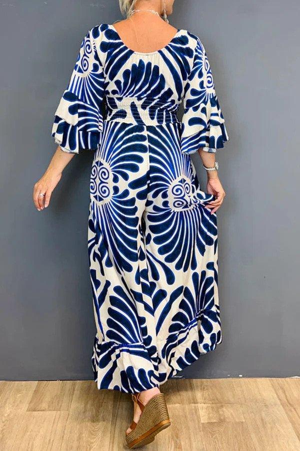 Vintage Floral Ruffled Jumpsuit for Women 2