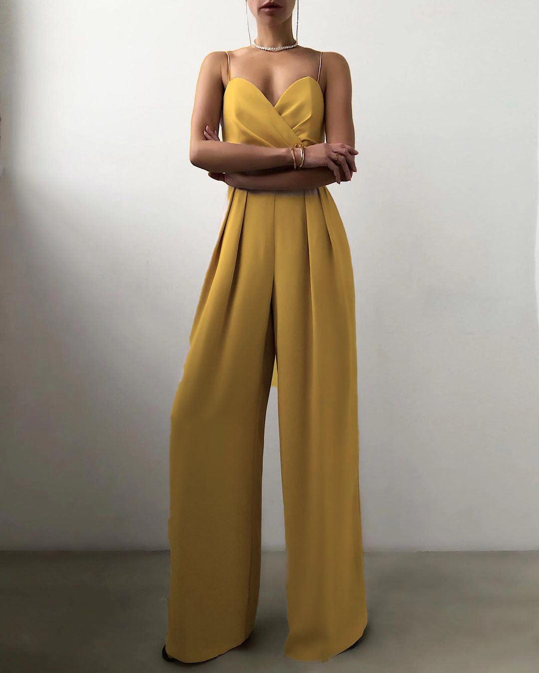 Women's Black High-Waist Spaghetti Strap Jumpsuit – Elegant and Comfortable for Any Occasion 10