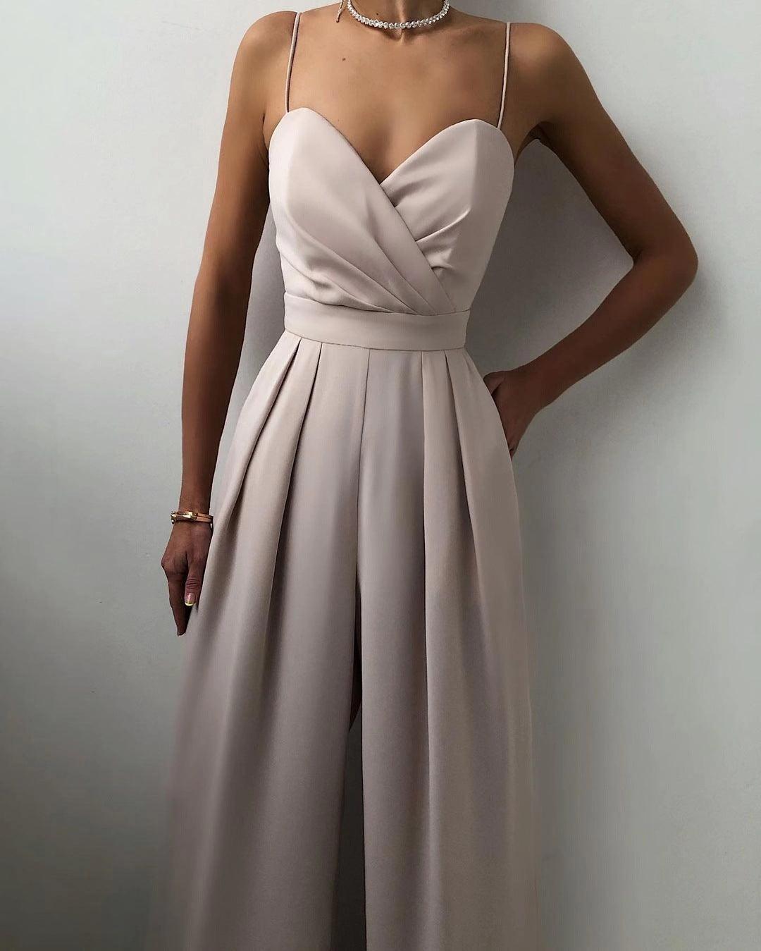 Women's Black High-Waist Spaghetti Strap Jumpsuit – Elegant and Comfortable for Any Occasion 3