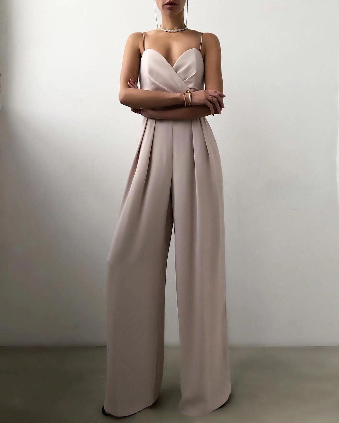 Women's Black High-Waist Spaghetti Strap Jumpsuit – Elegant and Comfortable for Any Occasion 4