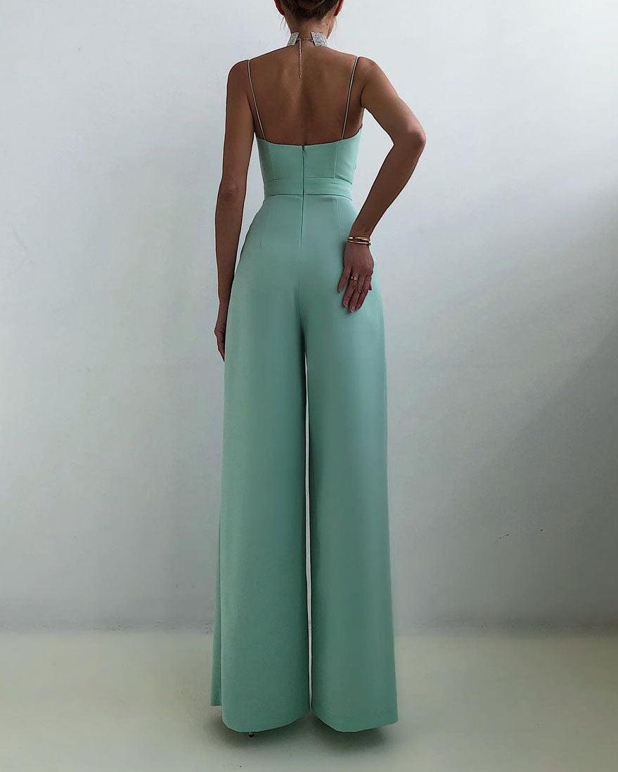 Women's Black High-Waist Spaghetti Strap Jumpsuit – Elegant and Comfortable for Any Occasion 8