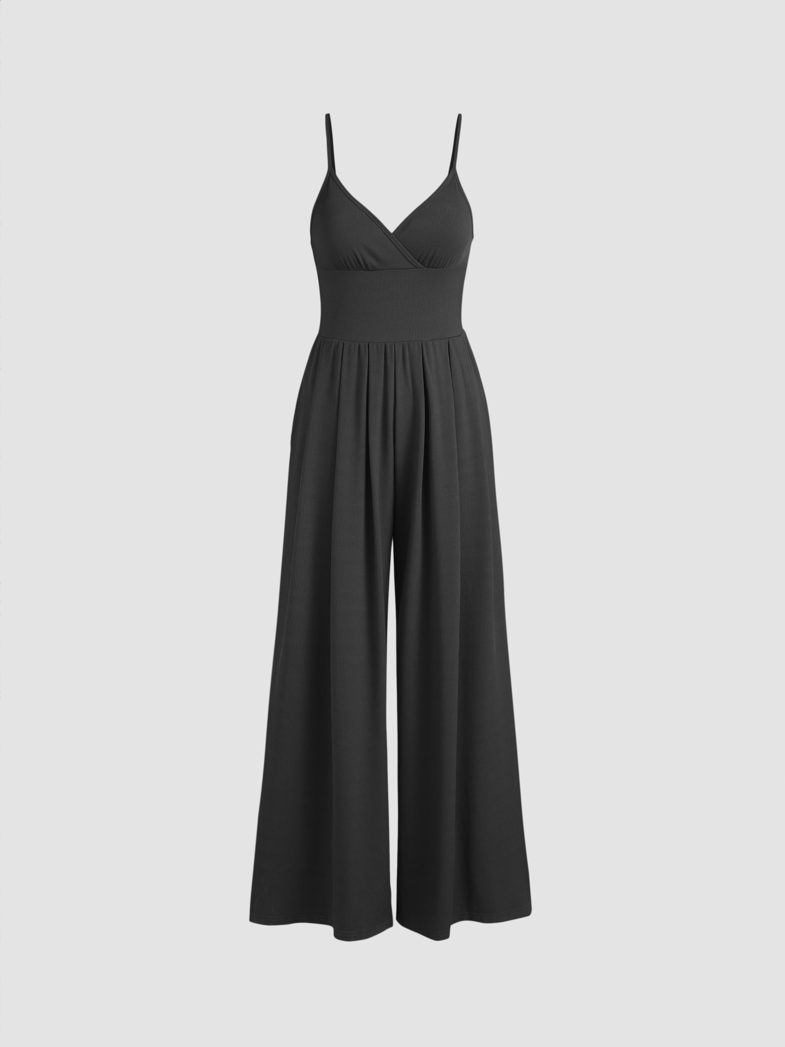 Women's Elegant Sleeveless V-Neck Wide-Leg Jumpsuit – Comfortable Rayon Blend for Casual or Evening Wear 11