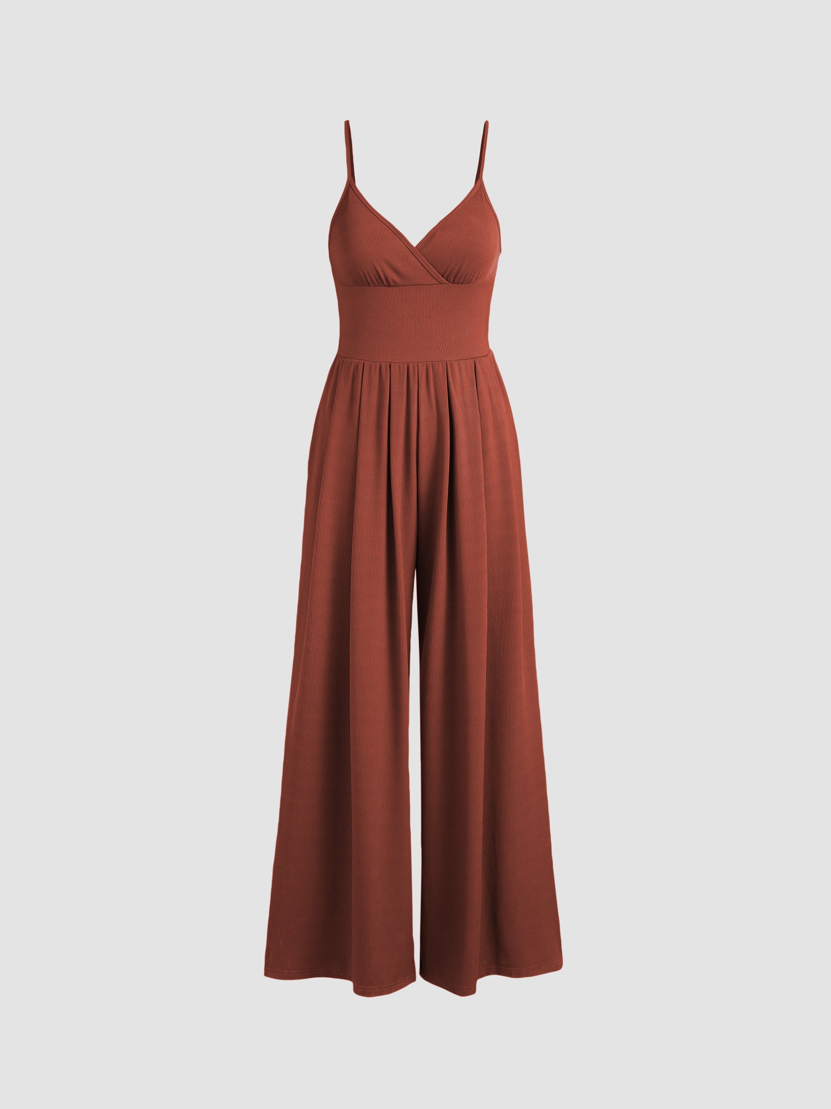 Women's Elegant Sleeveless V-Neck Wide-Leg Jumpsuit – Comfortable Rayon Blend for Casual or Evening Wear 13