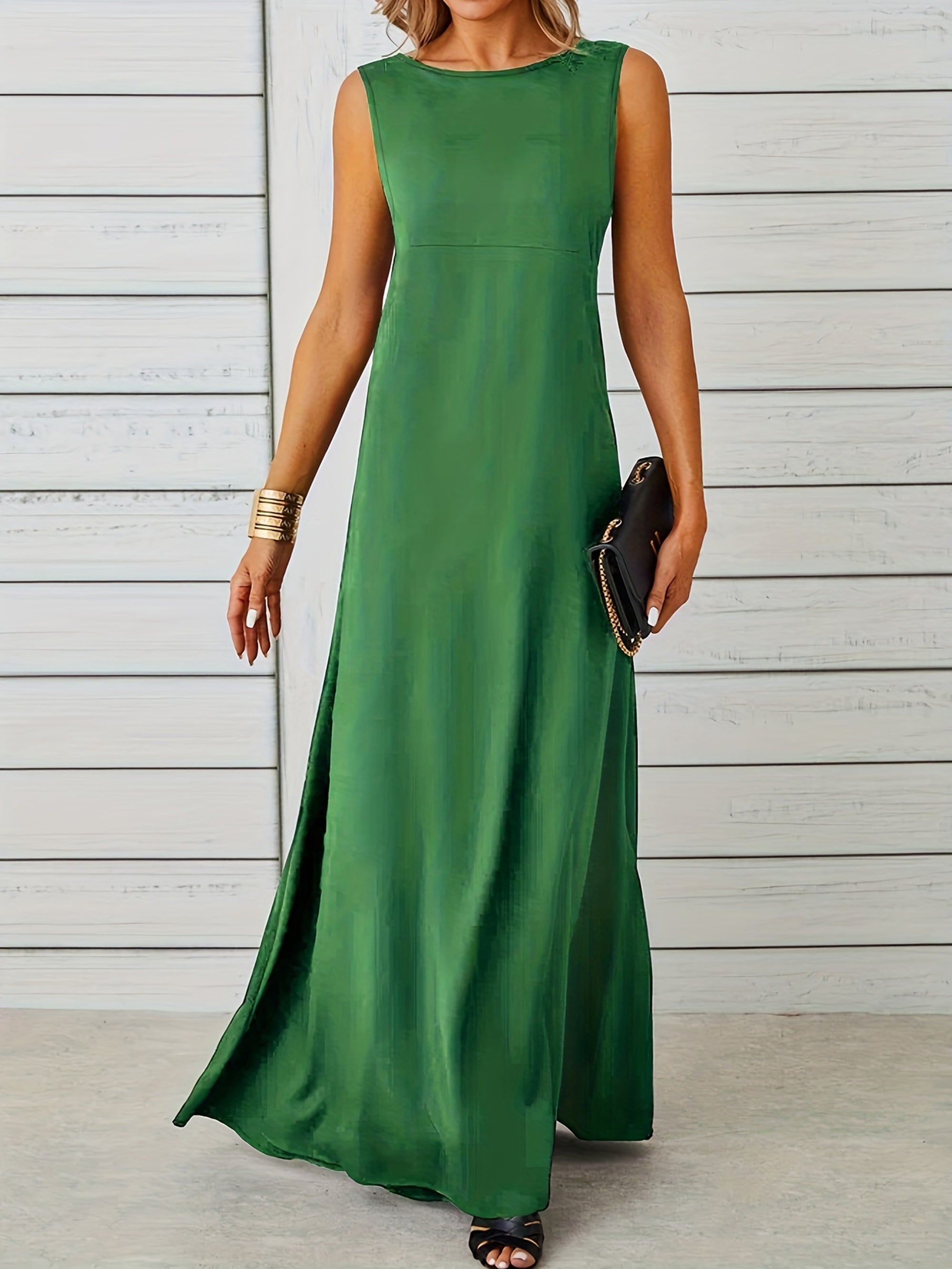 Women’s Maxi Dress - Sleeveless Elegant Fit - Floor-Length - Round Neck Formal Style 2