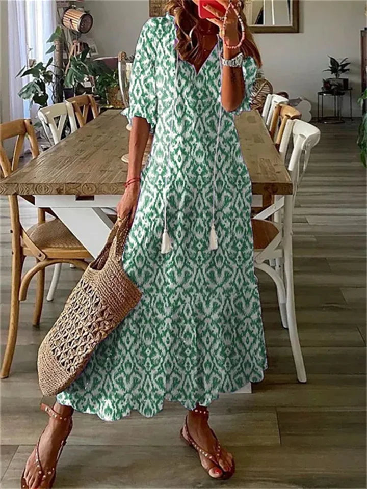 Women’s Maxi Dress – Floral Print – Lightweight Fabric – V-Neck – 3/4 Sleeve Casual Fit 2
