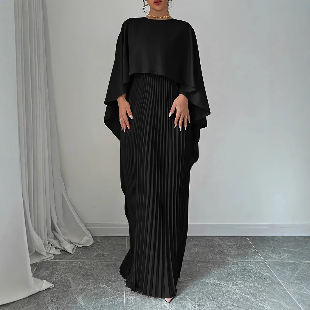 Women’s Maxi Dress – High Neck – Batwing Sleeves – Pleated Skirt – Flowing Fit 3