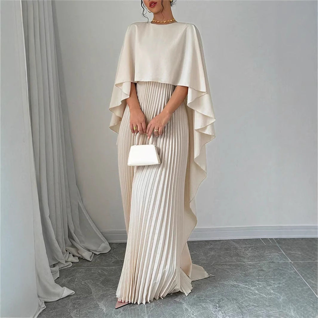 Women’s Maxi Dress – High Neck – Batwing Sleeves – Pleated Skirt – Flowing Fit 4