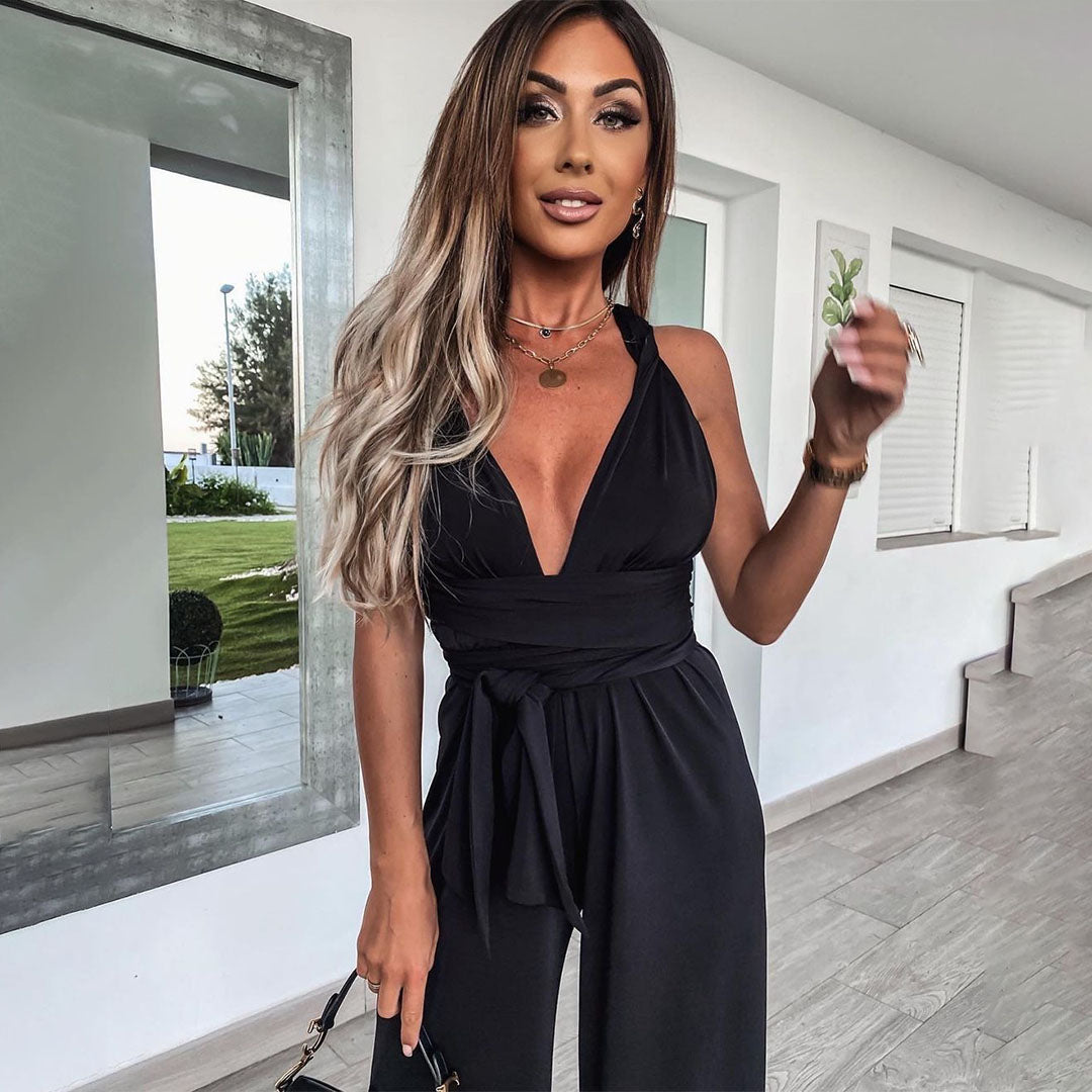 Women's elegant jumpsuit with a deep v-neckline 5
