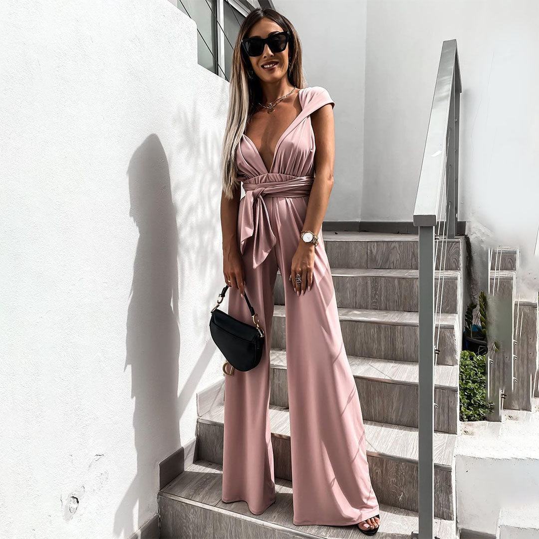 Women's elegant jumpsuit with a deep v-neckline 6