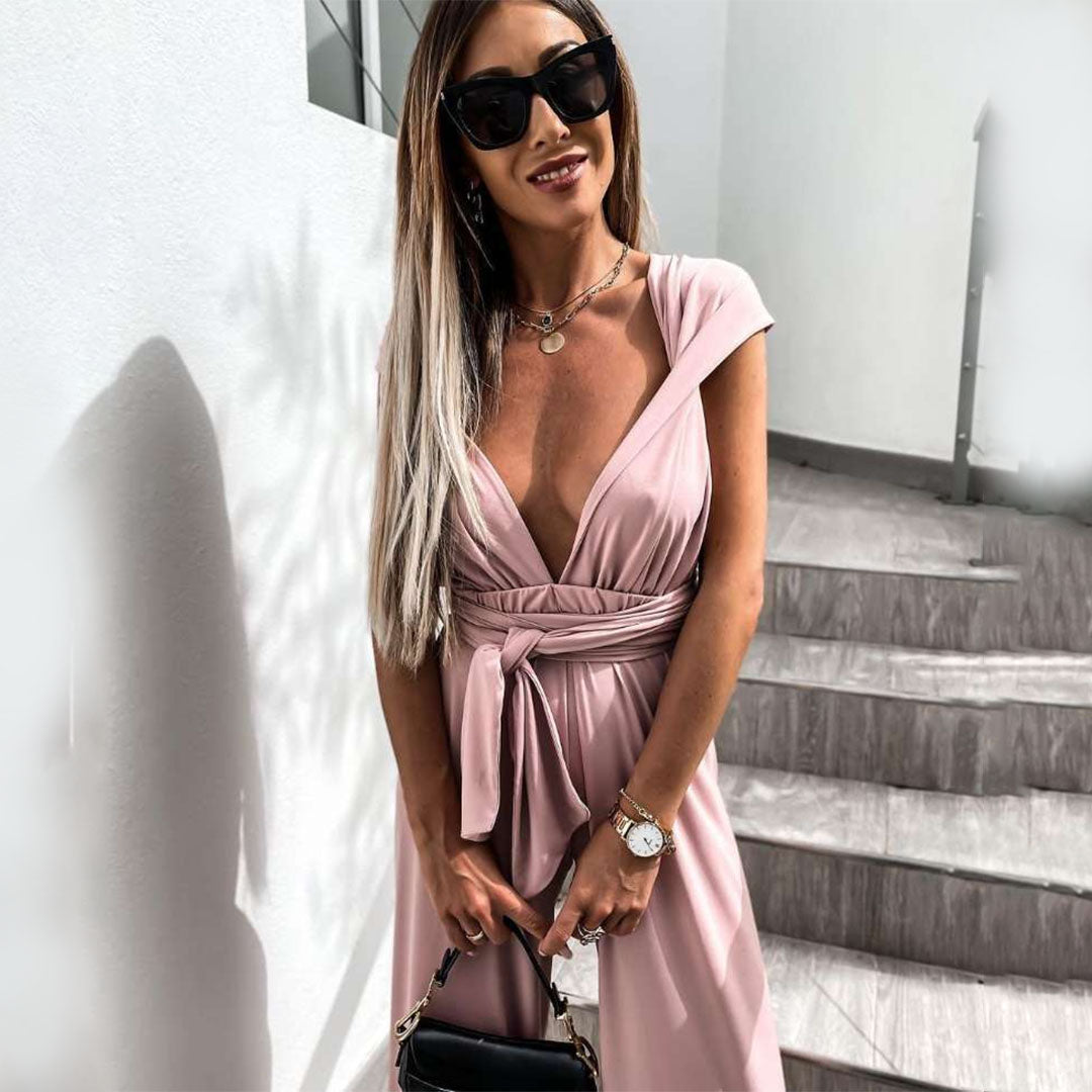 Women's elegant jumpsuit with a deep v-neckline 7