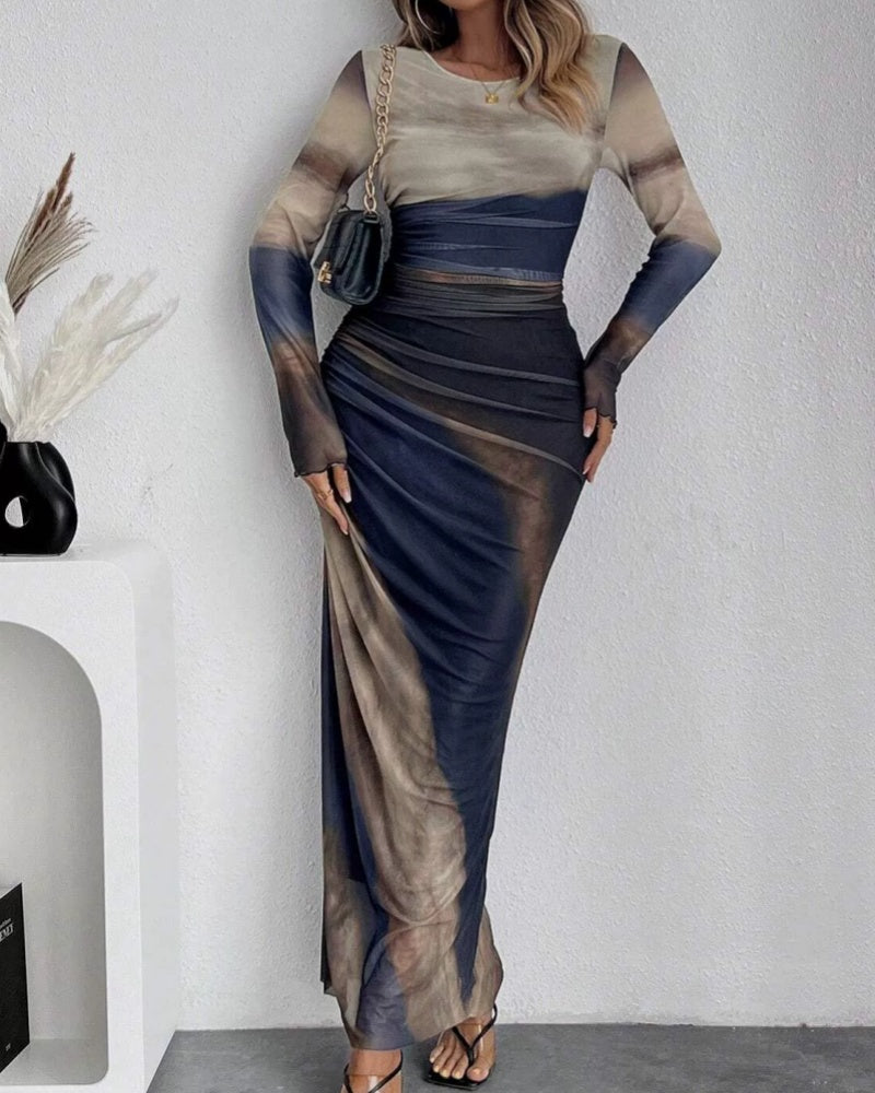 Variant image for Chic Gradient Long Sleeve Bodycon Dress in High Elastic Mesh – Comfortable Fit for Effortless Elegance-37