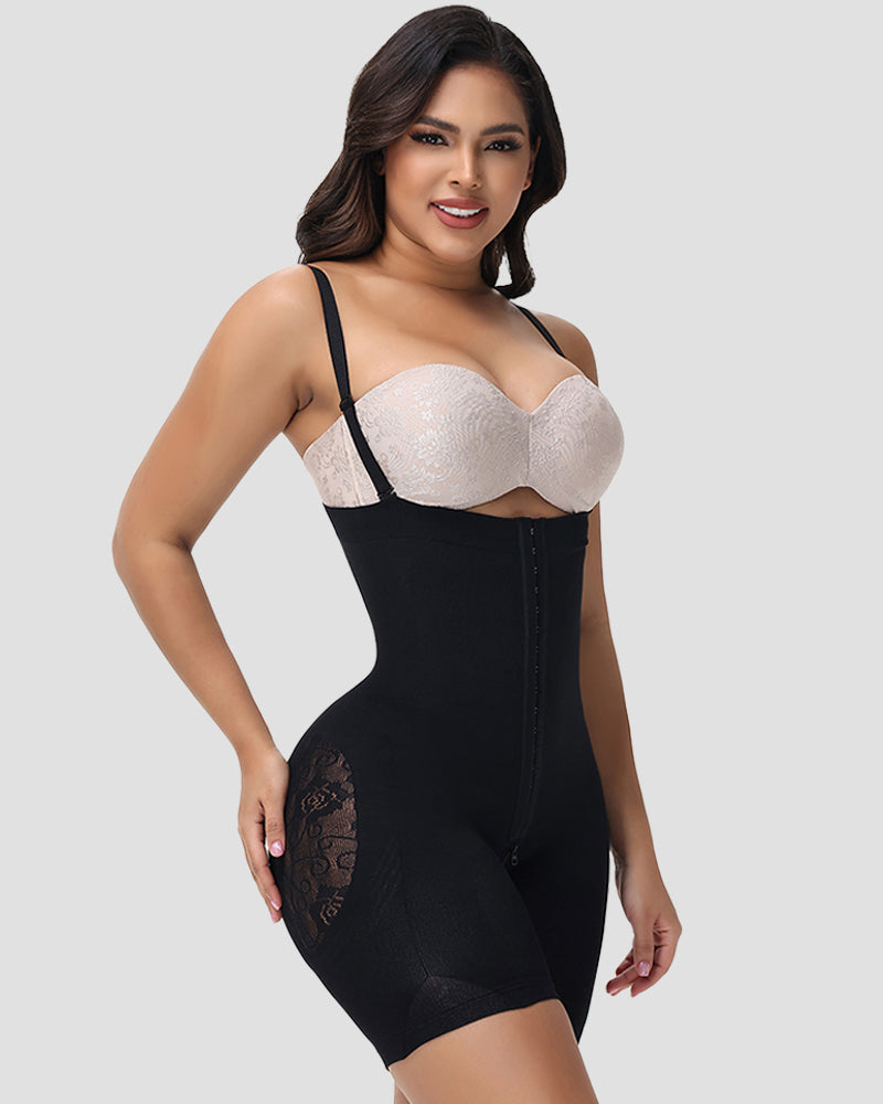 Women's Shapewear Bodysuit with Open-Chest Design and Rose Hollow Details for Enhanced Curves and Hip Lifting-2