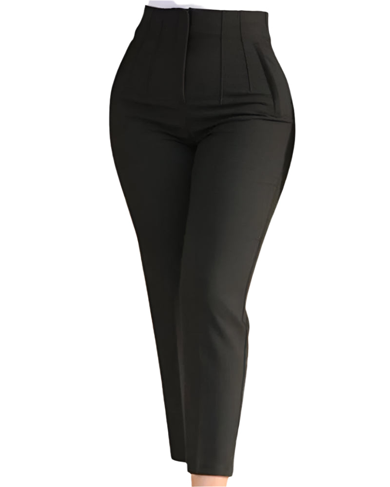 Variant image for High Waist Women's Tailored 9-Point Pants with Pleats and Side Pockets – Chic & Stylish Fit-1