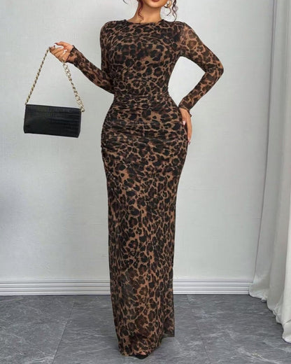 Variant image for Chic Gradient Long Sleeve Bodycon Dress in High Elastic Mesh – Comfortable Fit for Effortless Elegance-28