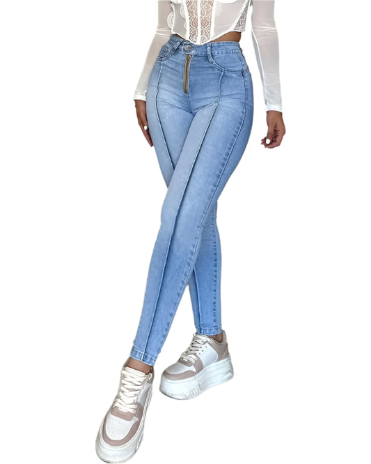High Waist Black Skinny Jeans for Women with Hip Lift and Stretch Denim - Flattering Fit and Comfortable Design-1