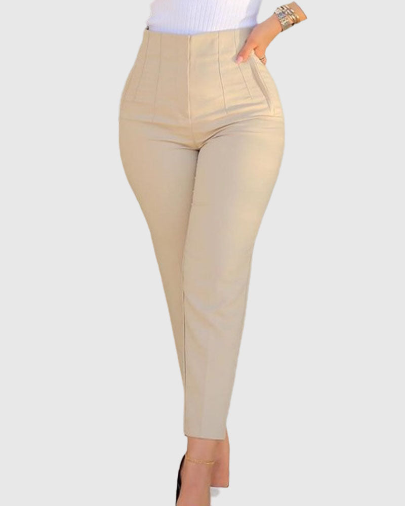 Variant image for High Waist Women's Tailored 9-Point Pants with Pleats and Side Pockets – Chic & Stylish Fit-6