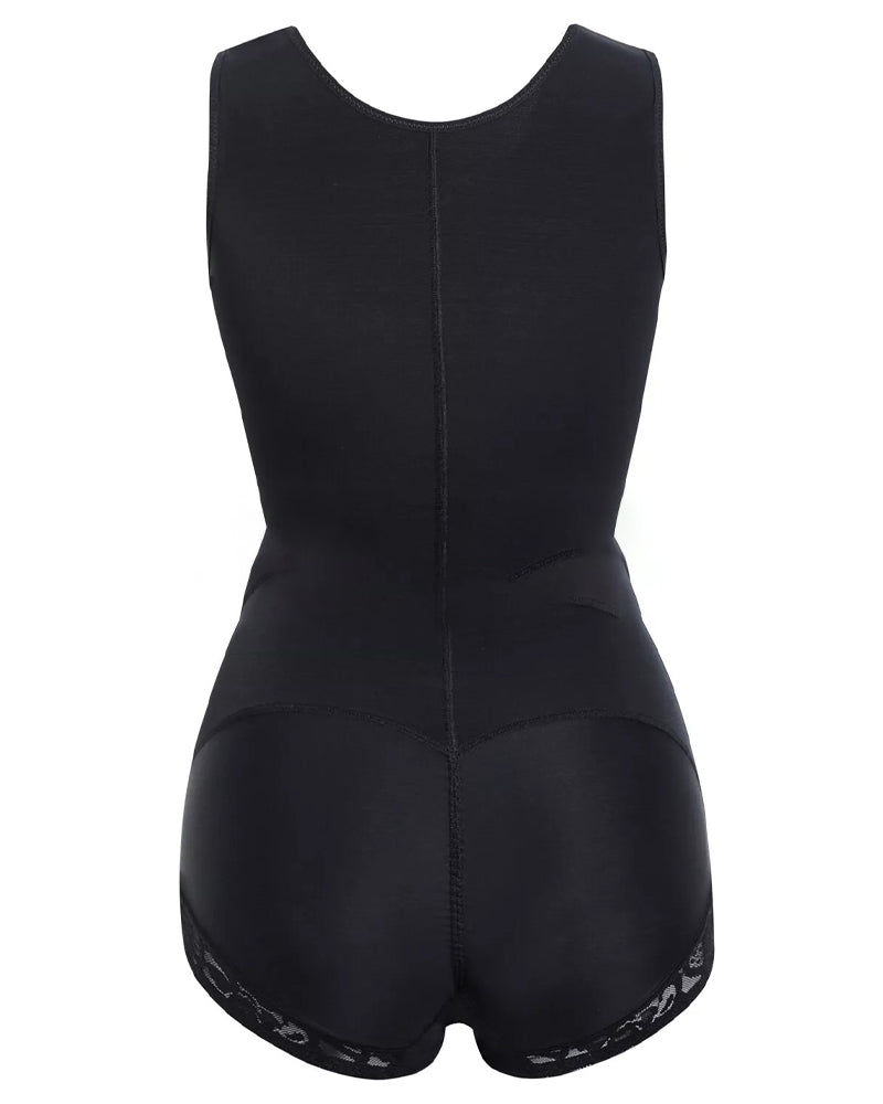 High Compression Full Body Shapewear Bodysuit with Hook and Eye Closure for Tummy Control and Bust Support-4
