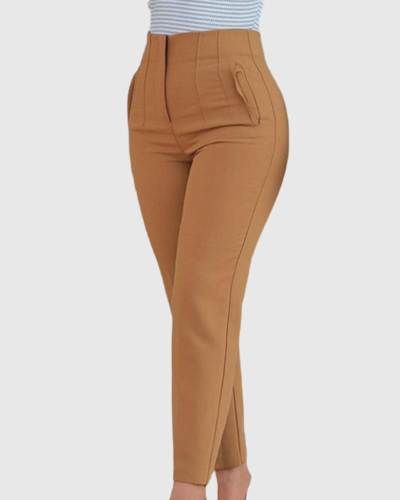 Variant image for High Waist Women's Tailored 9-Point Pants with Pleats and Side Pockets – Chic & Stylish Fit-11