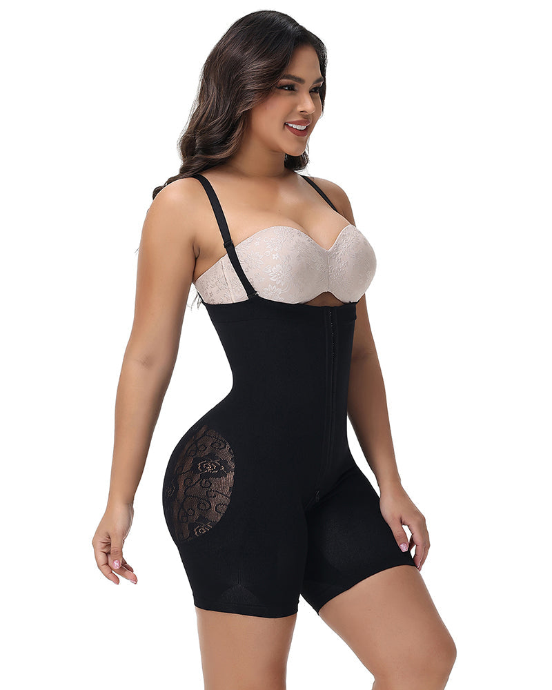 Women's Shapewear Bodysuit with Open-Chest Design and Rose Hollow Details for Enhanced Curves and Hip Lifting-6