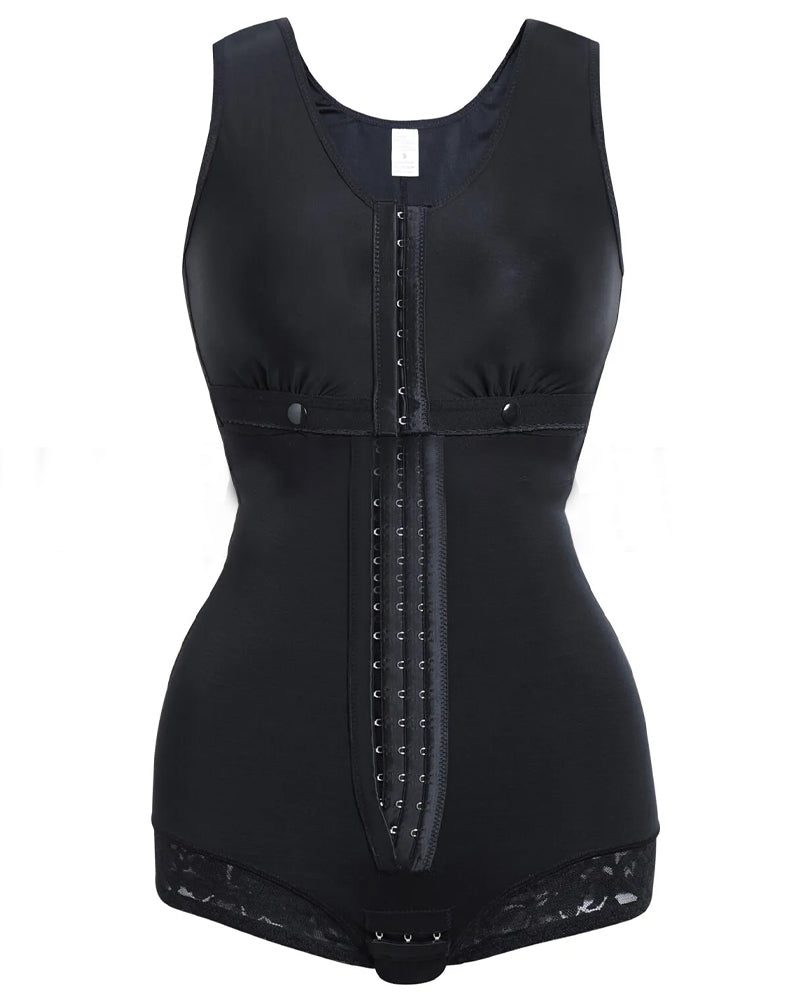 High Compression Full Body Shapewear Bodysuit with Hook and Eye Closure for Tummy Control and Bust Support-3