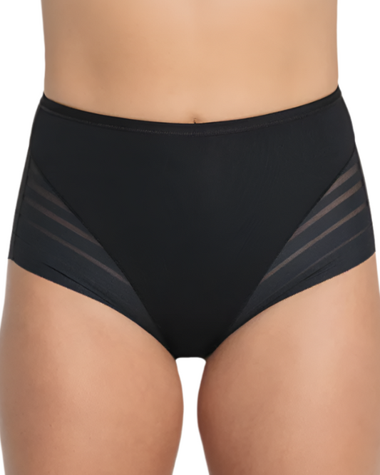 High Waisted Tummy Control Underwear for Women – Lace Stripe Briefs for Comfort and Seamless Style-1