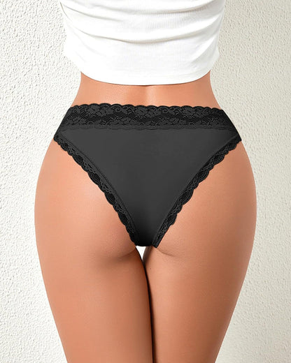 High Cut Lace Seamless Bikini Briefs – Soft Breathable Women's Bikini Underwear for All-Day Comfort-5