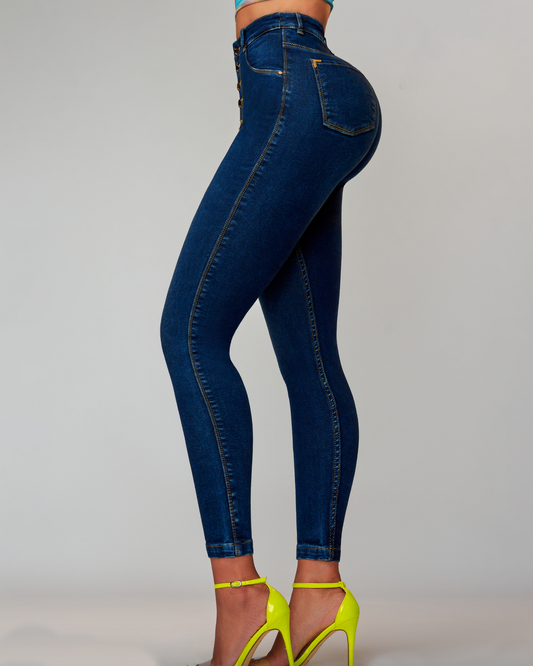 High Rise Stretch Denim Jeans with Butt Lift Design – Ankle Length Skinny Fit for Flattering Silhouette-1