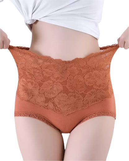High Waist Floral Lace Briefs for Women – Tummy Control Women's Underwear for a Flattering Silhouette-2