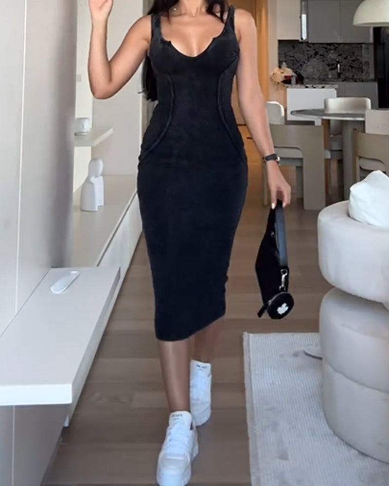 Womens Backless Bodycon Dress – Stretch Fabric, Sleeveless Summer Cocktail Dress for Casual Outings and Special Events-2